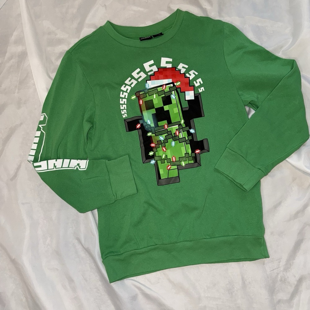 Minecraft Christmas Green Sweatshirt‎ Boys XL